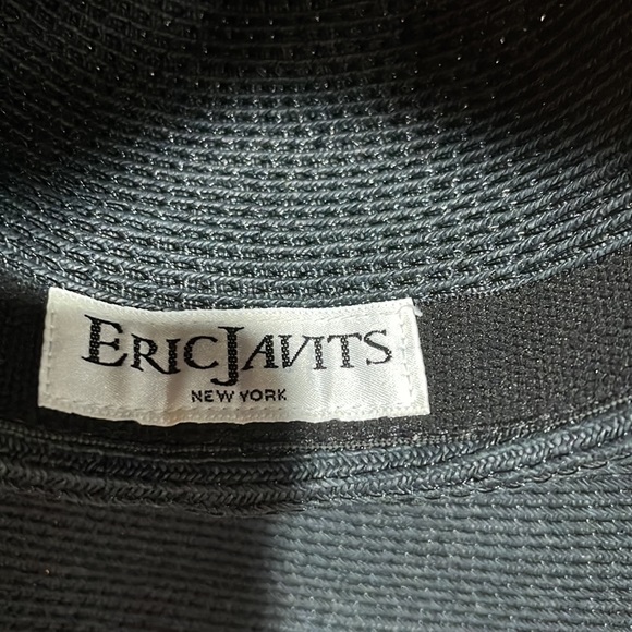 Eric Javits Squishee Straw Sun Hat Black-EUC - Picture 9 of 11